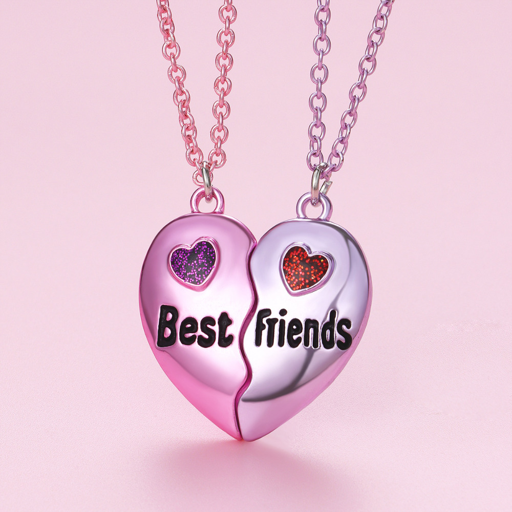 Embroidery Chain Stitch - Kalung Persahabatan BFF Bentuk Hati Jahitan