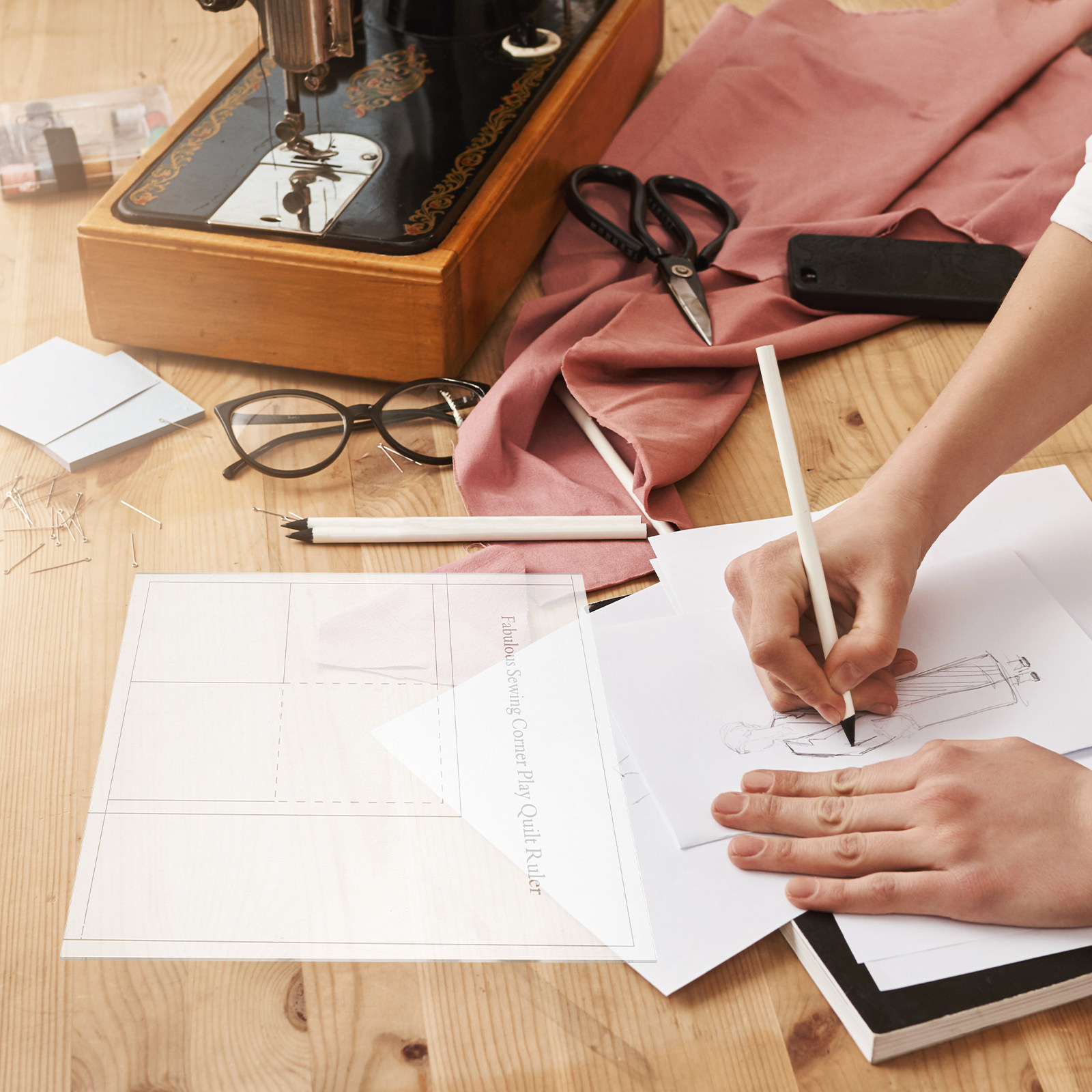 Embroidery Diy - Penggaris Akrilik untuk Membuat Pola Quilting,