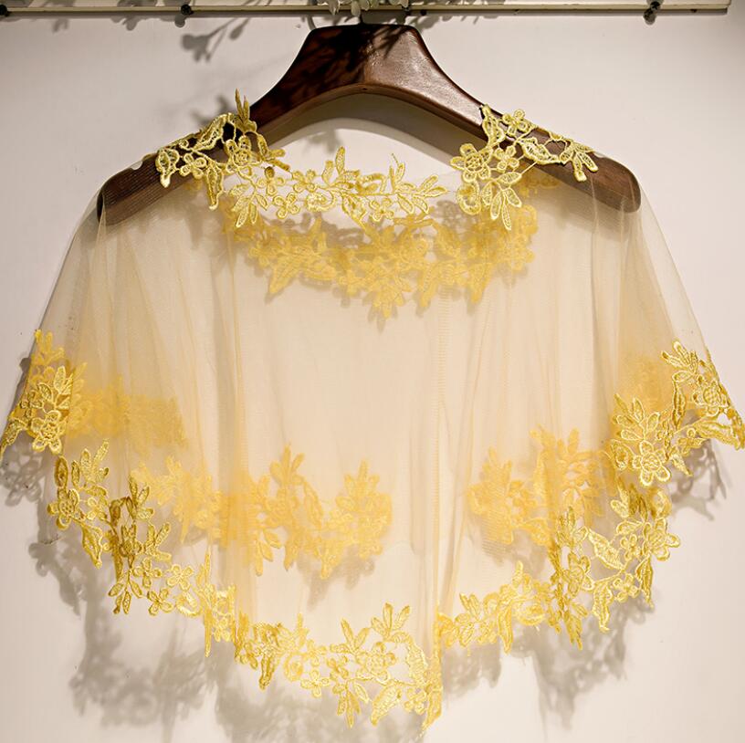 Embroidery Pashmina - Pashmina Jaring Kuning Bordir Bunga Musim