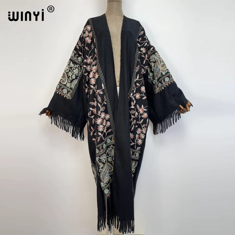 Embroidery Pashmina - WINYI Mantel Panjang Wanita Musim Dingin