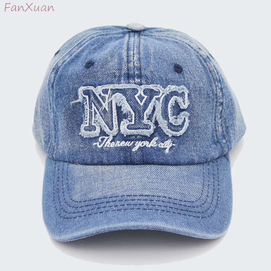 Embroidery Nyc - Topi bisbol Denim NYC bordir Y2K,