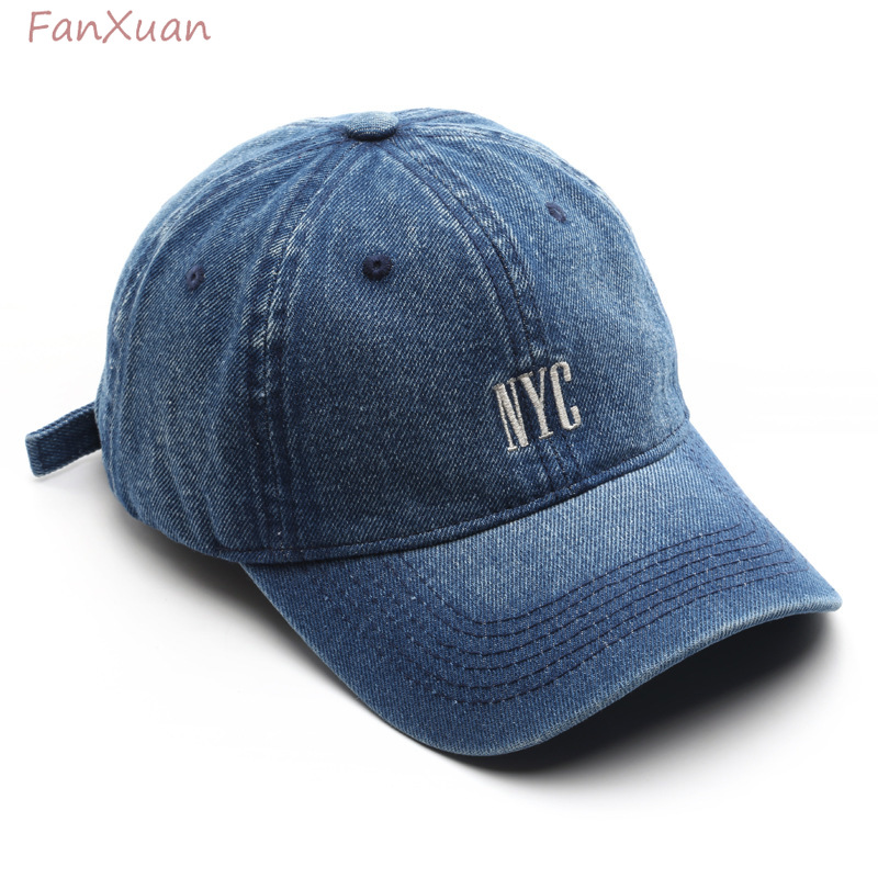 Embroidery Nyc - Topi bisbol Denim Retro klasik uniseks,