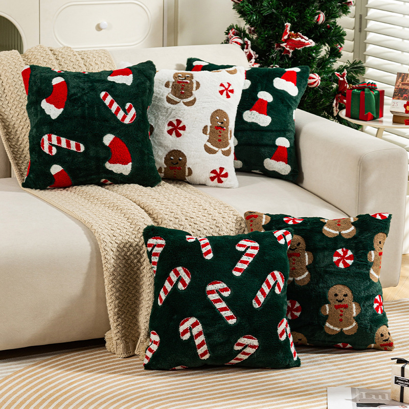 Embroidery Pashmina - Sarung Bantal Natal Berbahan Plush, Sarung