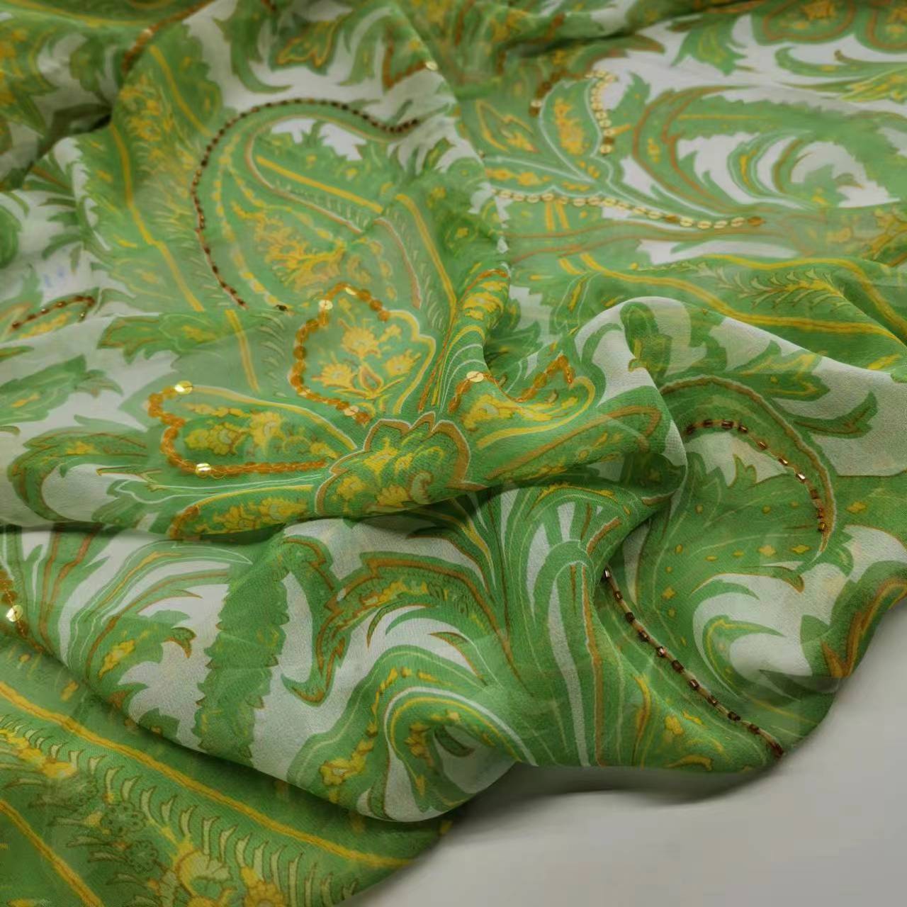 Embroidery Pashmina - Kain Georgette Sutra Payet Bahan Syal