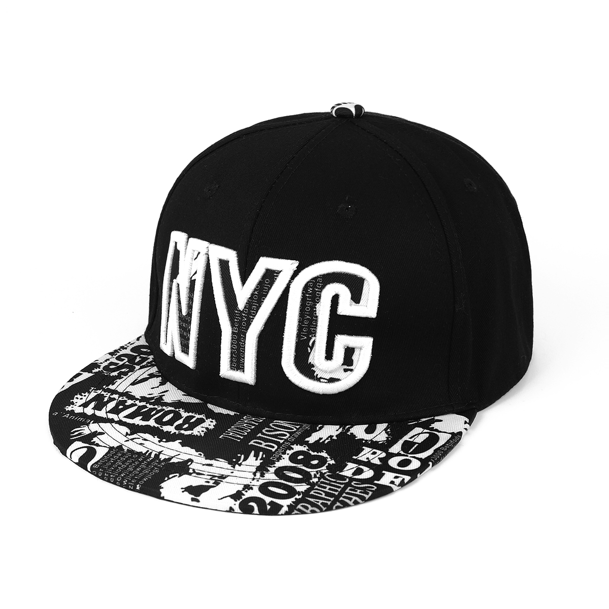 Embroidery Nyc - Topi bertepi datar bermotif bordir gaya
