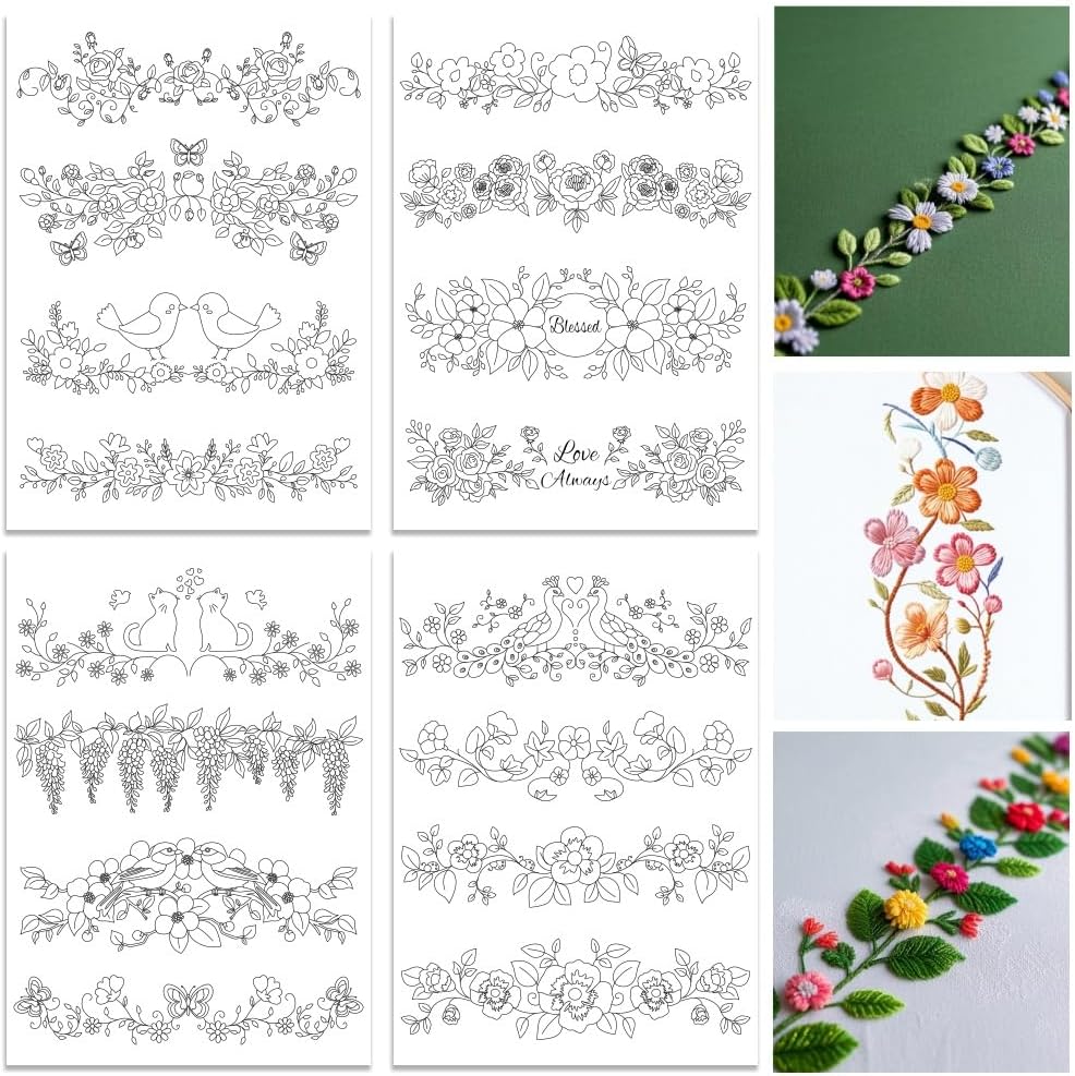 ORIGACH 4 Lembar Stabilizer Po - Embroidery Design Patterns Flowers ulasan dan harga
