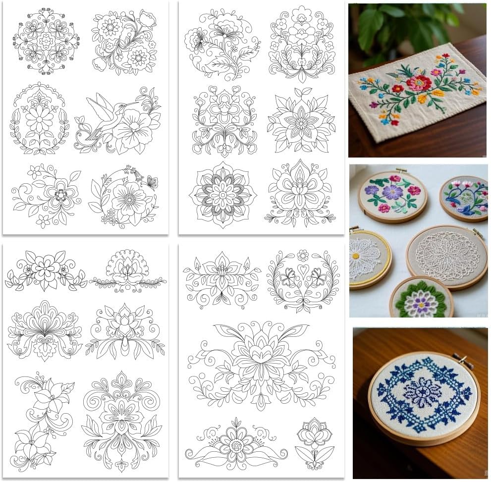 ORIGACH 4 Lembar Stabilizer Po - Embroidery Design Patterns Flowers ulasan dan harga
