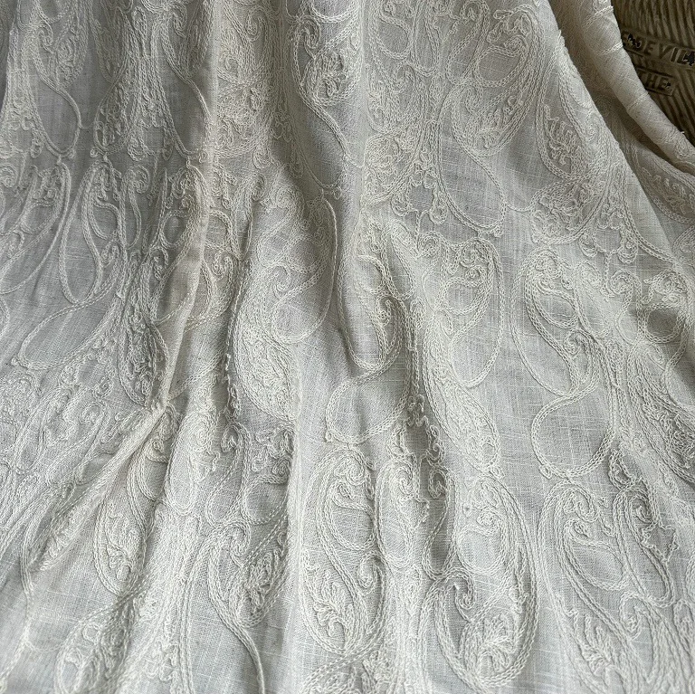 Kain dasar linen murni dengan  - Embroidery Chain Stitch ulasan dan harga
