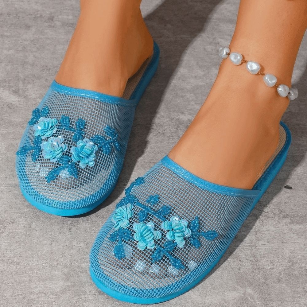 Sandal Jaring Bordir Bunga Kas - Embroidery Underlay ulasan dan harga