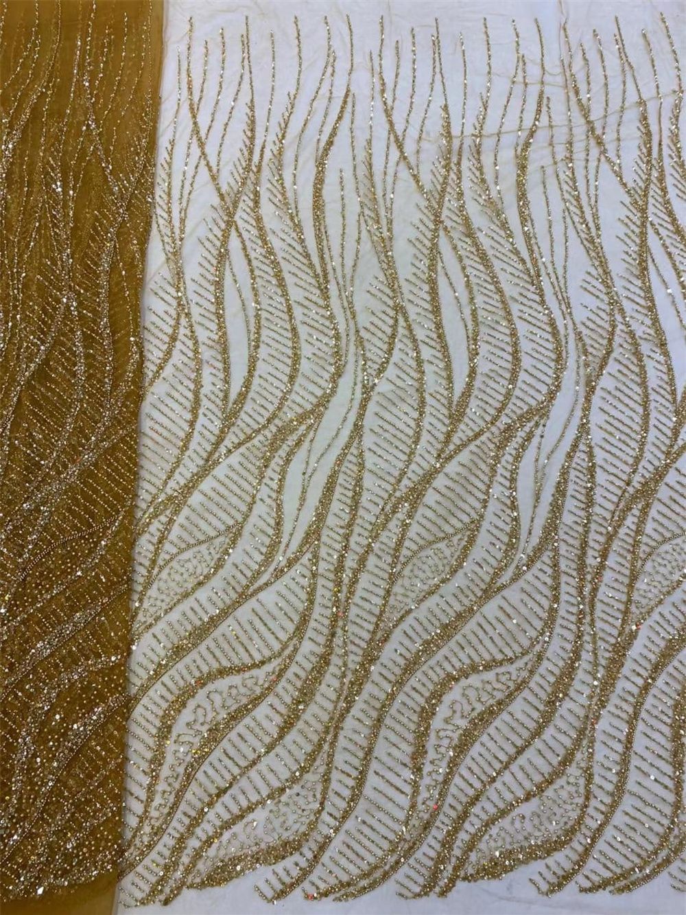 Kain renda manik-manik Afrika  - Embroidery Underlay ulasan dan harga