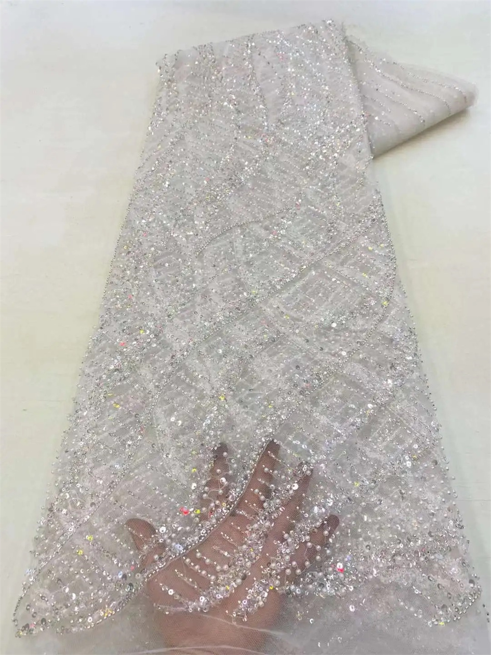 Kain renda manik-manik Afrika  - Embroidery Underlay ulasan dan harga