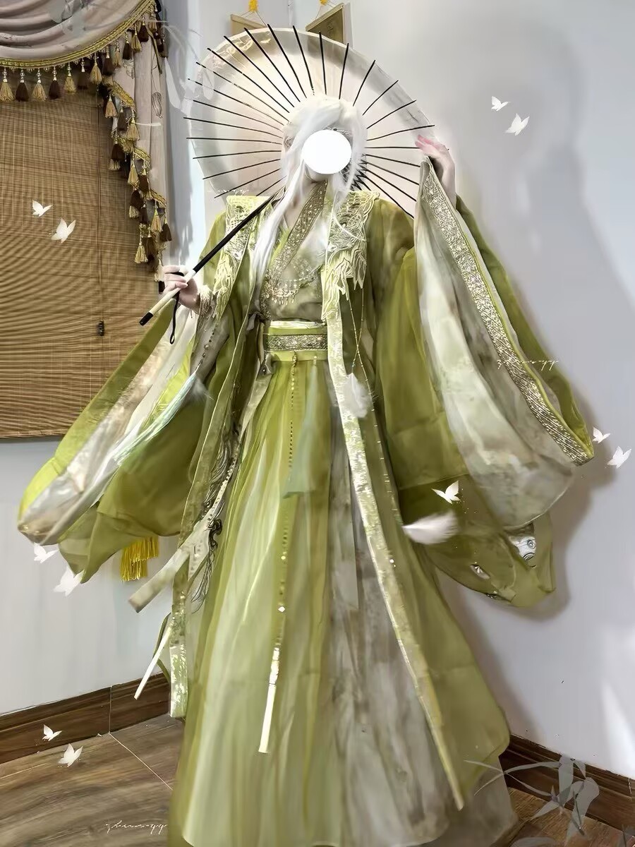 Pakaian Hanfu Pendekar Wuxia P - Embroidery Yellow ulasan dan harga