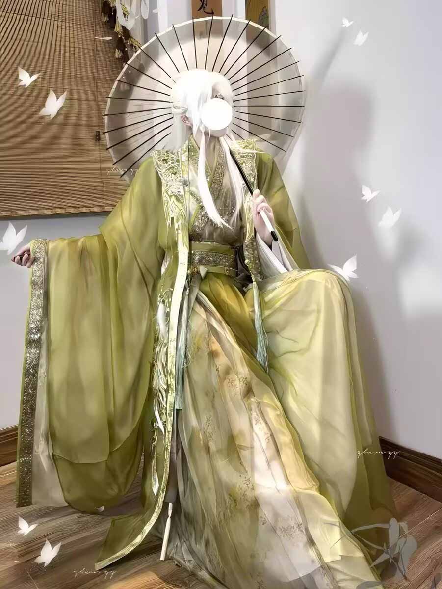 Pakaian Hanfu Pendekar Wuxia P - Embroidery Yellow ulasan dan harga