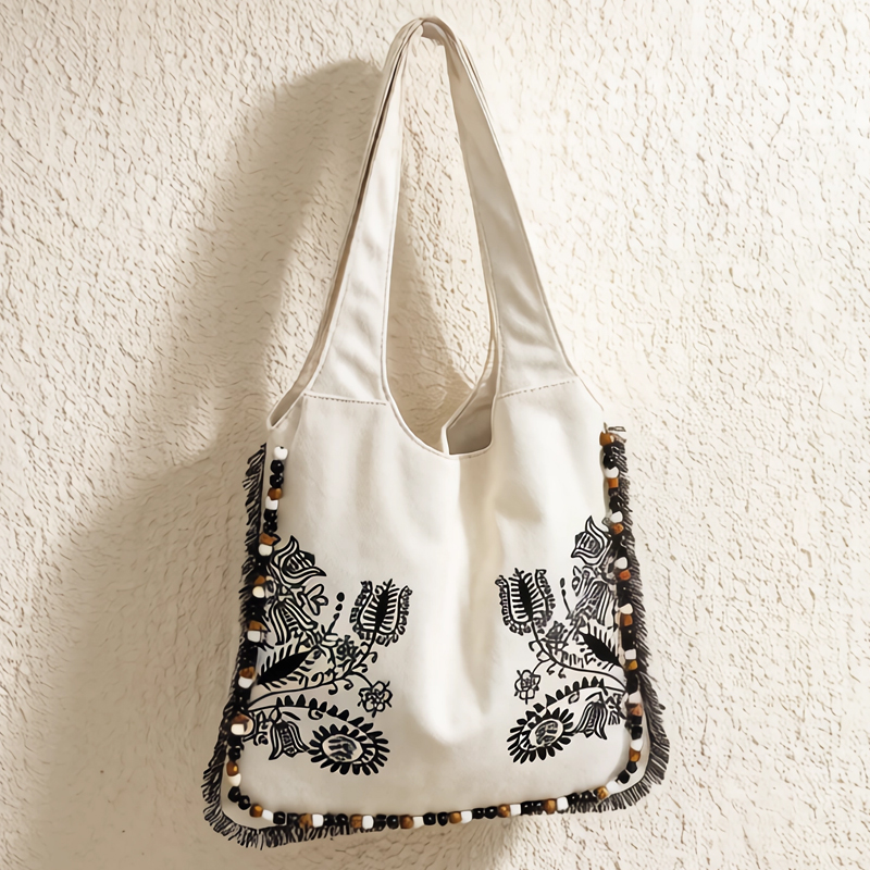 Tas Tote Kanvas Bohemian Untuk - Embroidery Design Patterns Flowers ulasan dan harga