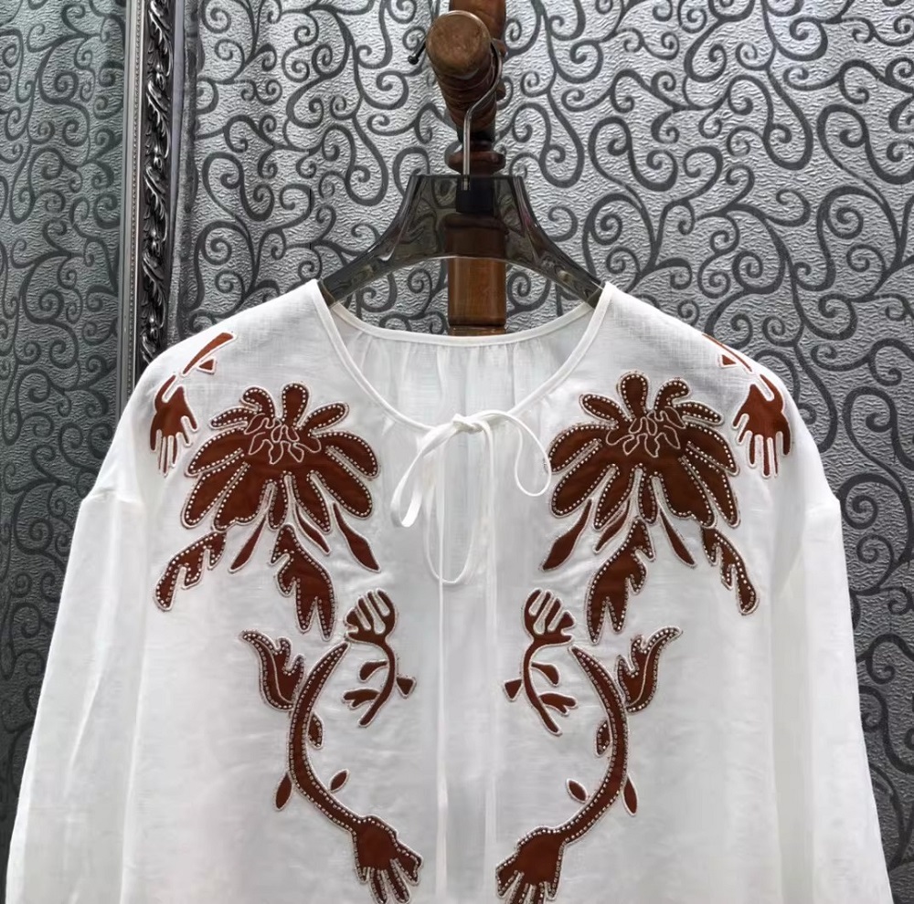 Atasan 100% Linen Musim Semi P - Embroidery Yellow ulasan dan harga