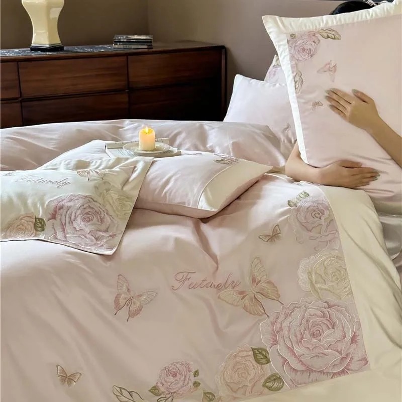 Premium katun Mesir 4Pcs Set t - Embroidery Pashmina ulasan dan harga